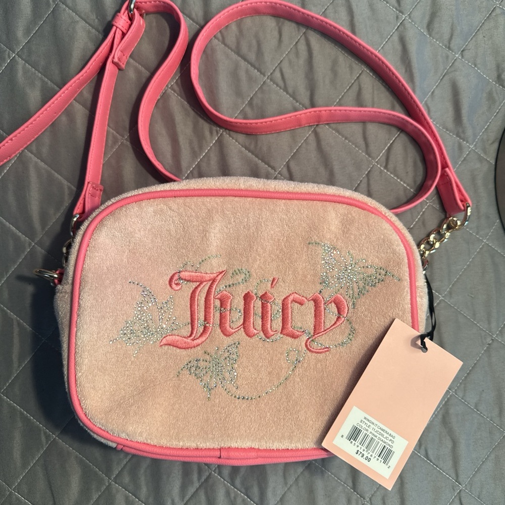 Juicy Couture Pink Crossbody Bag with Glitter Details